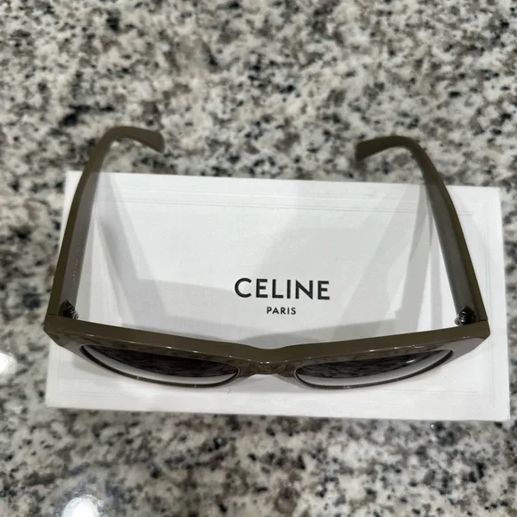CELINE TRIOMPE ACETATE SQUARE SUNGLASSES BEIGE GRADIENT BROWN - Picture 2 of 14